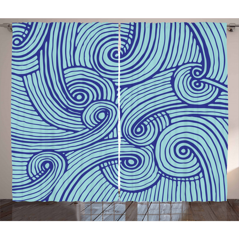 Abstract Spirals Wavy Ocean Curtain