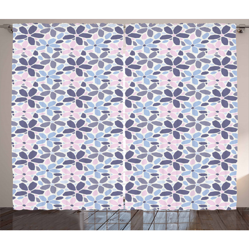 Polygonal Pastel Tone Petals Curtain