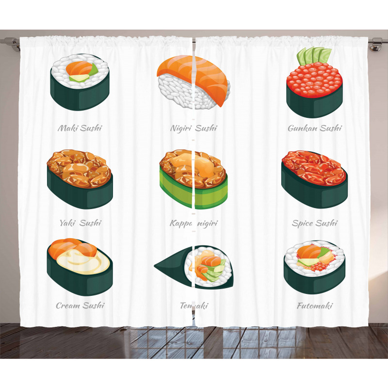Exotic Japanese Cuisine Curtain