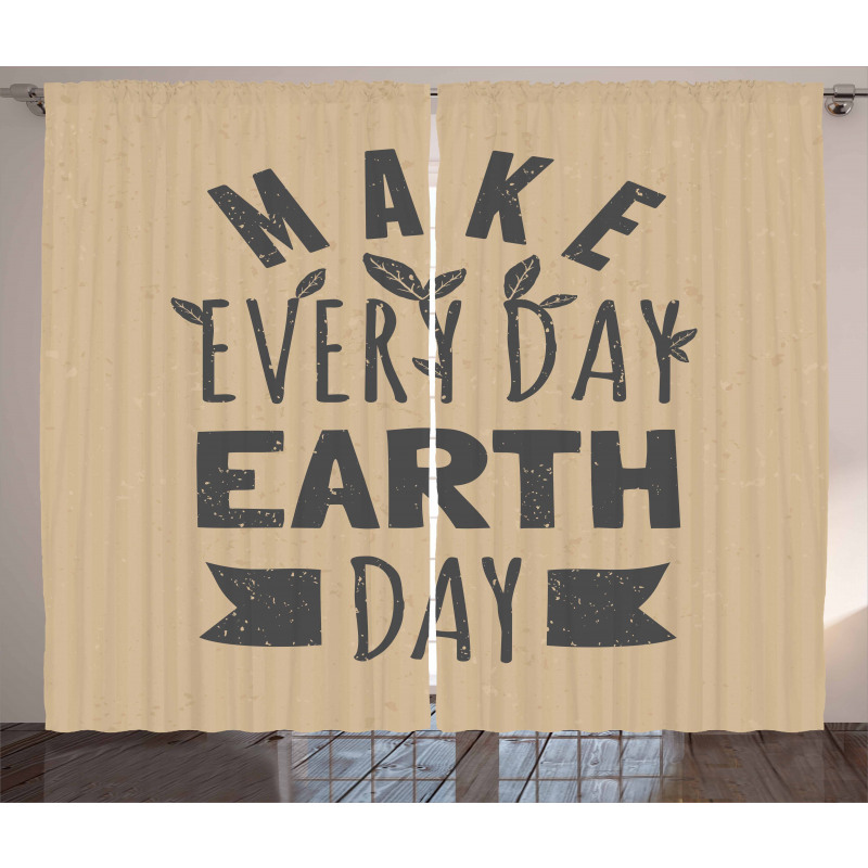 Typographic Words Earth Day Curtain