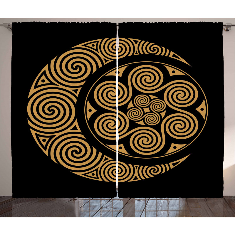 Celtic Moon and Sun Boho Curtain