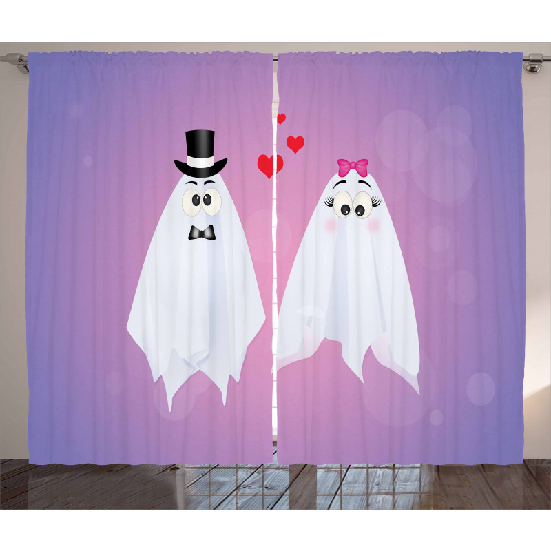 Funny Bride and Groom Couple Curtain