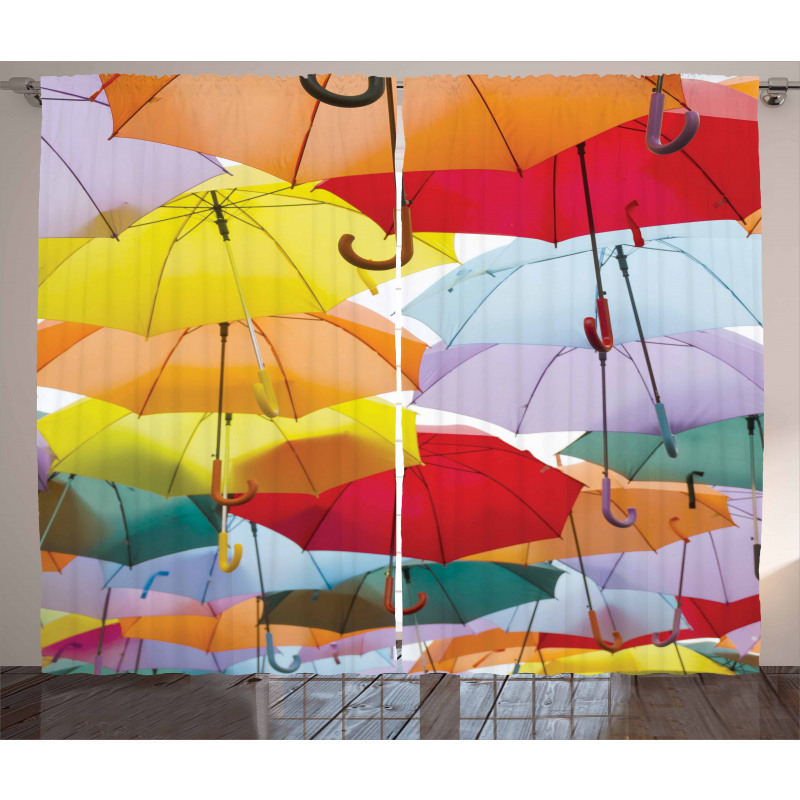 Hanged Vivid Umbrellas Curtain