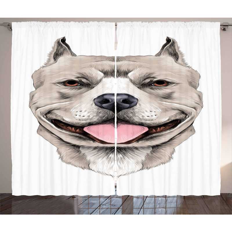 Terrier Realistic Sketch Curtain