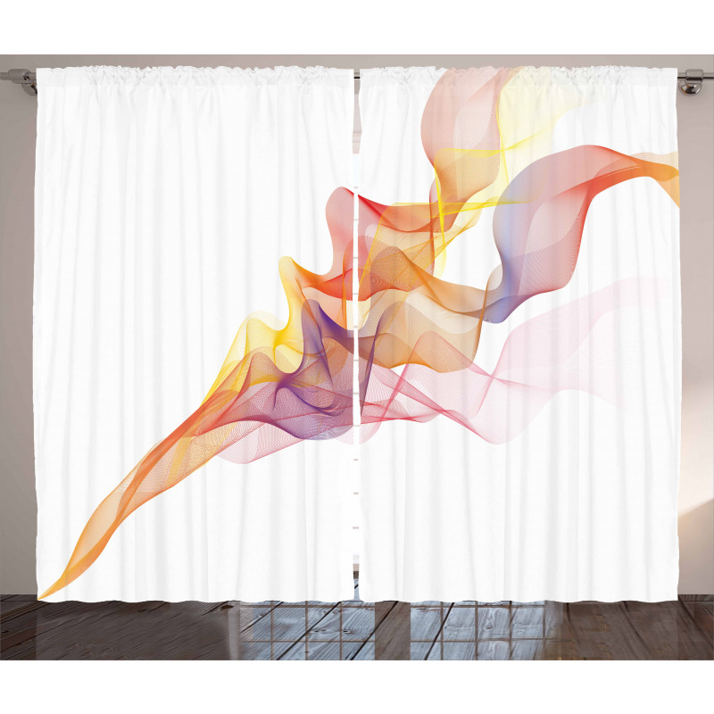 Colorful Abstract Lines Waves Curtain