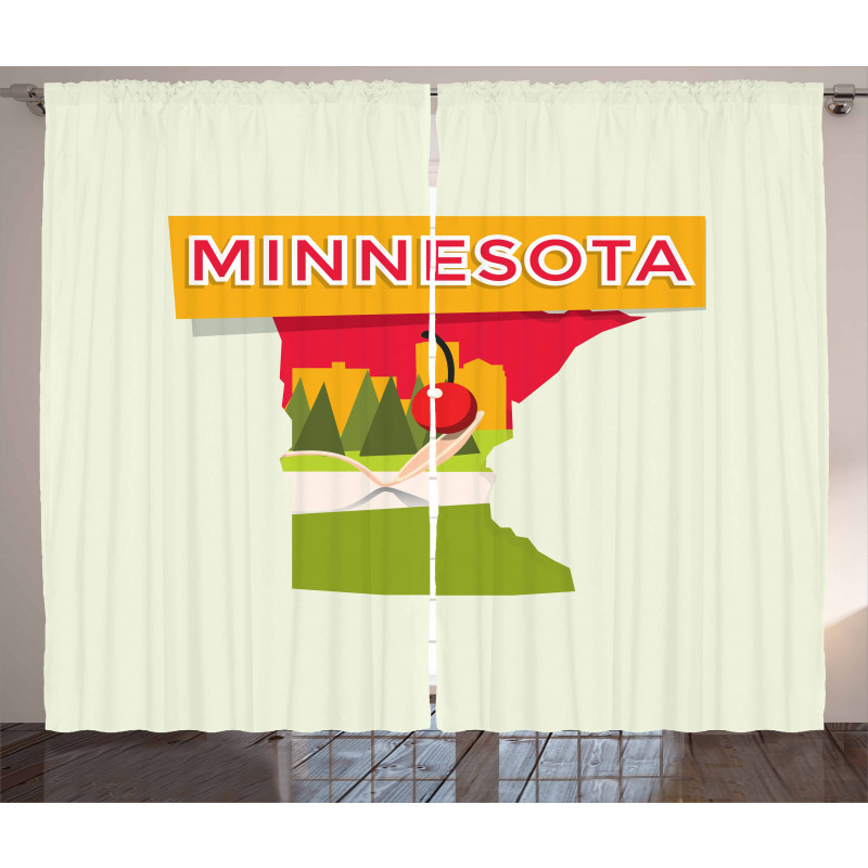 Colorful Doodle State Map Curtain