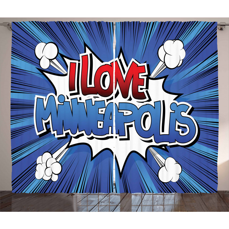 Pop Art Comic Style Love Curtain