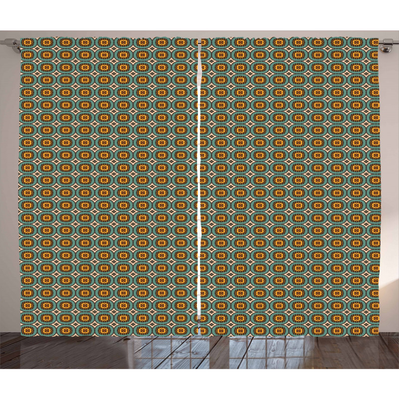 Geometric Tile Retro Style Curtain