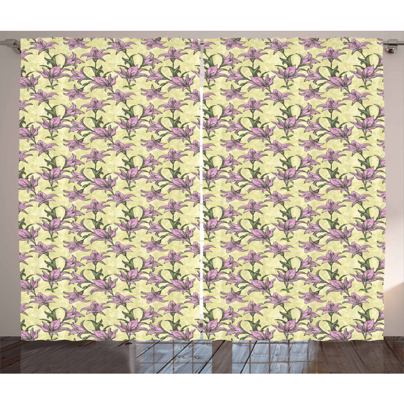 Blooming Lilies Art Pattern Curtain