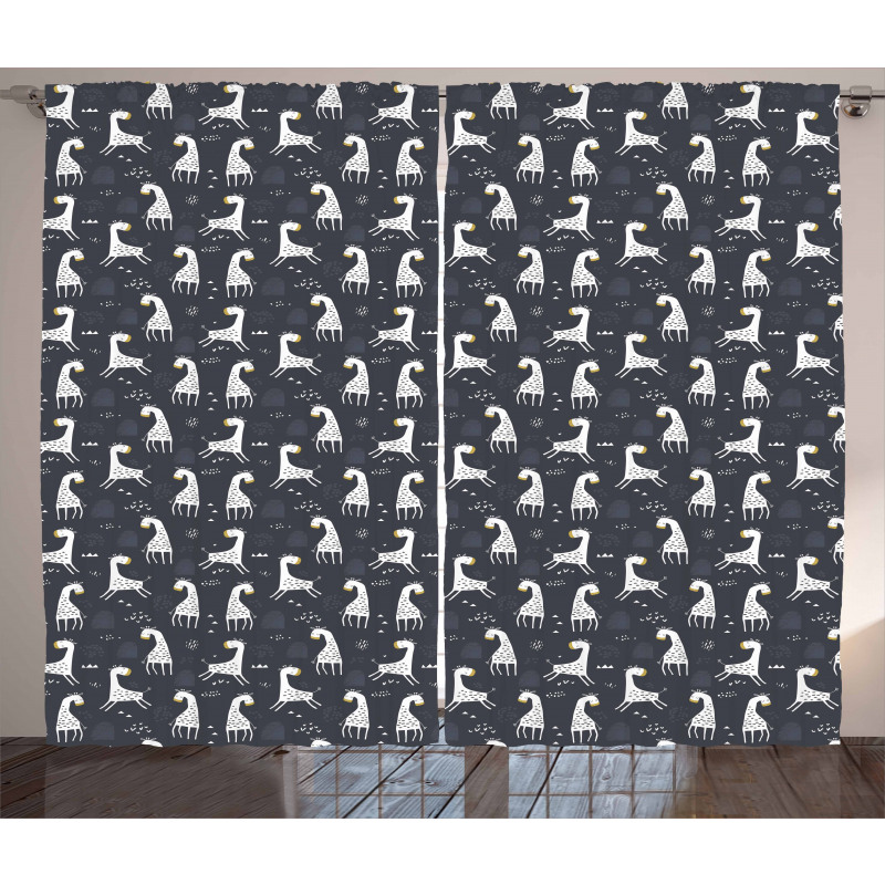 Simple Cartoon Giraffe Curtain