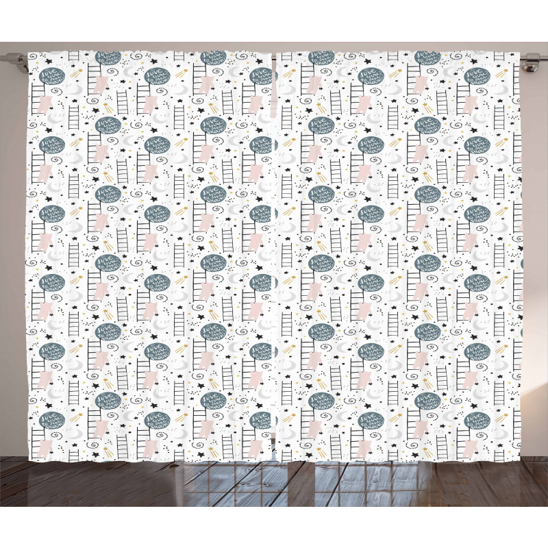 Bear and Stars Cartoon Curtain