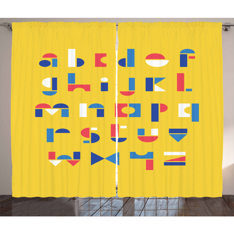 Geometric Small Letters Curtain