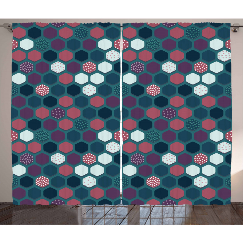 Vibrant Hexagon Shapes Curtain
