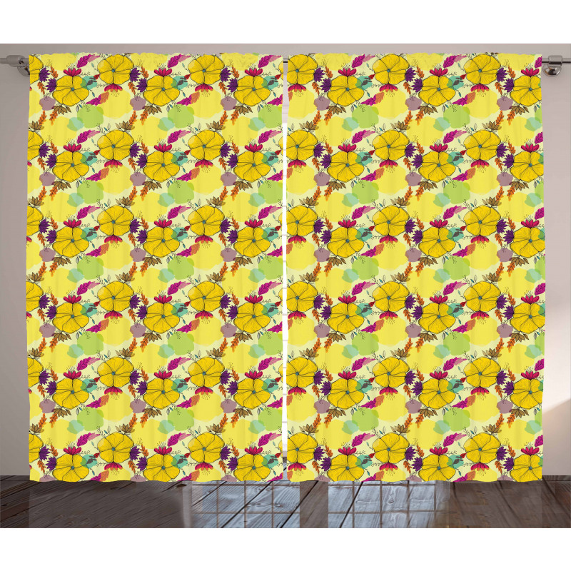 Vibrant Summer Blossoms Art Curtain