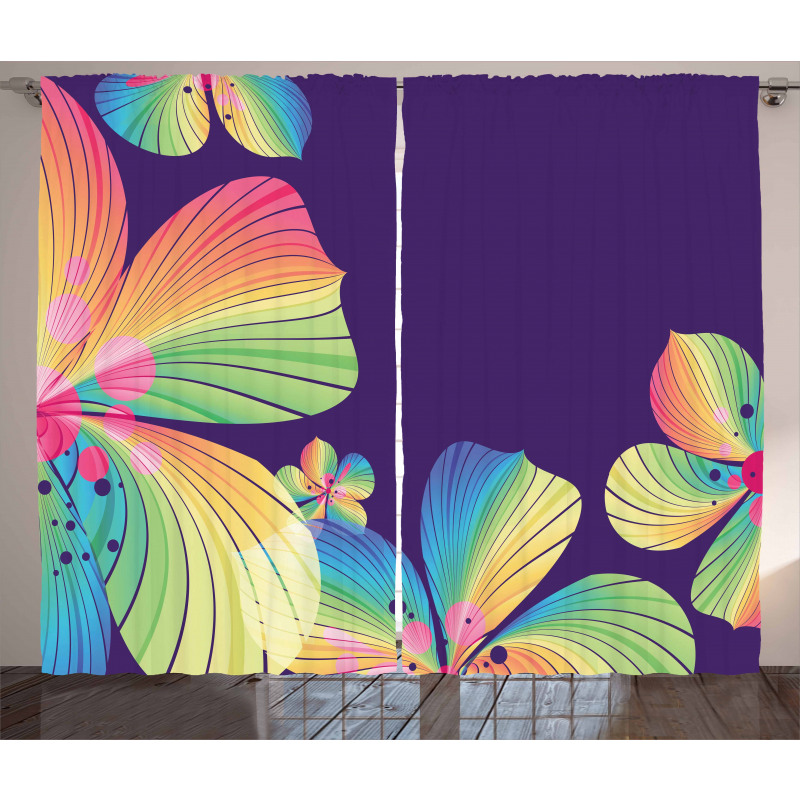 Abstract Big Exotic Flower Curtain