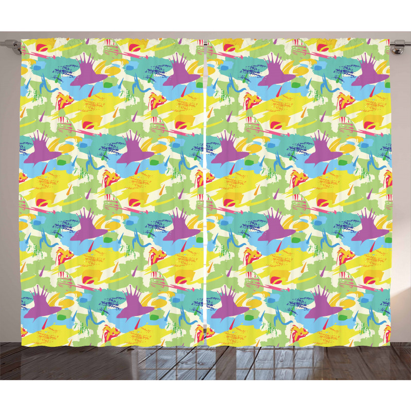 Trippy Paintbrush Pattern Curtain