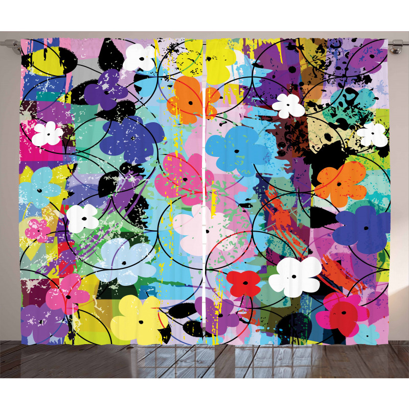 Abstract Floral Artwork Curtain