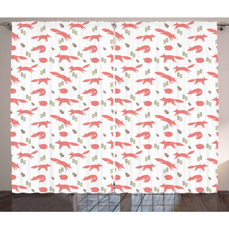 Pastel Forest Animals and Herbs Curtain