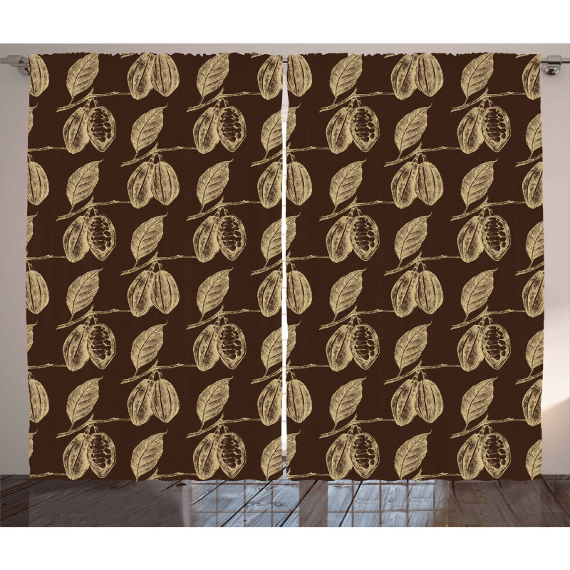 Plant Branches Vintage Style Curtain