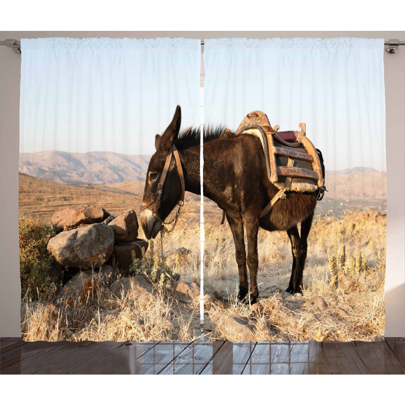 Greek Donkey in Mountains Curtain