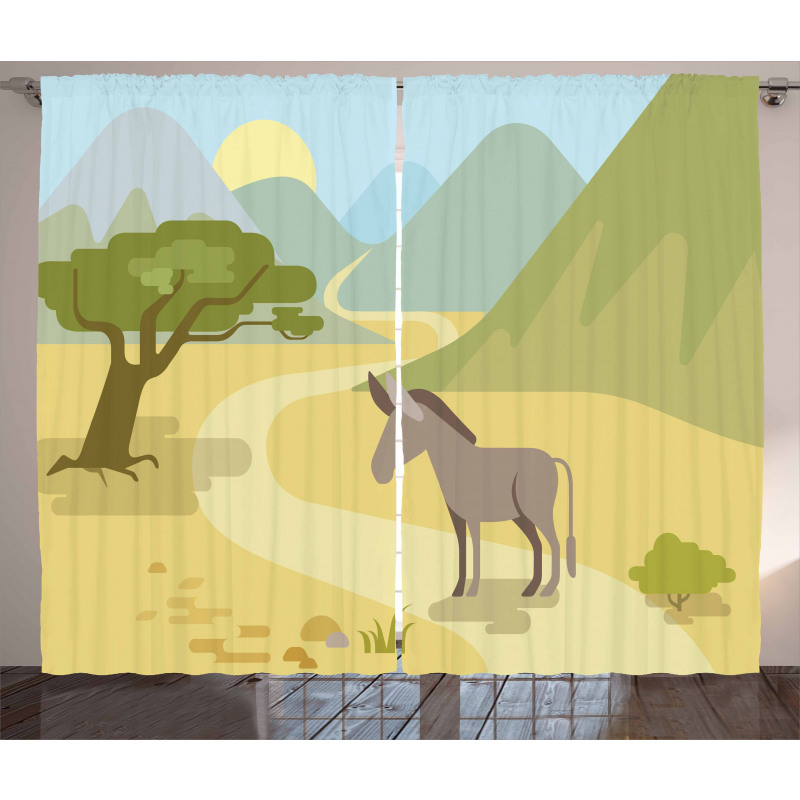 Wildlife Habitat Flat Design Curtain