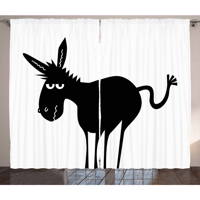 Black Fun Mascot Silhouette Curtain
