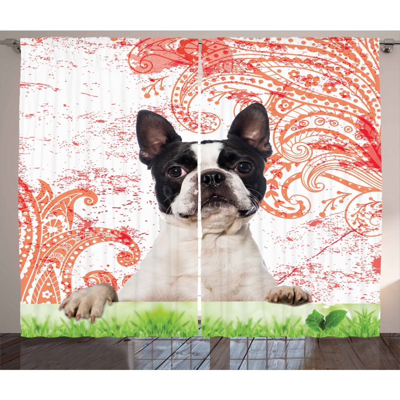 Pet Animal on Swirls Curtain