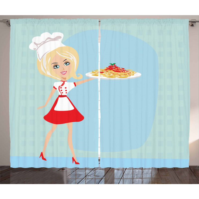 Blonde Chef with Spaghetti Curtain