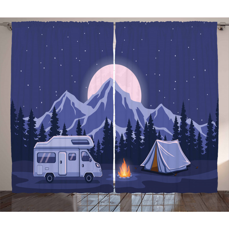 Family Adventure Camping Forest Curtain