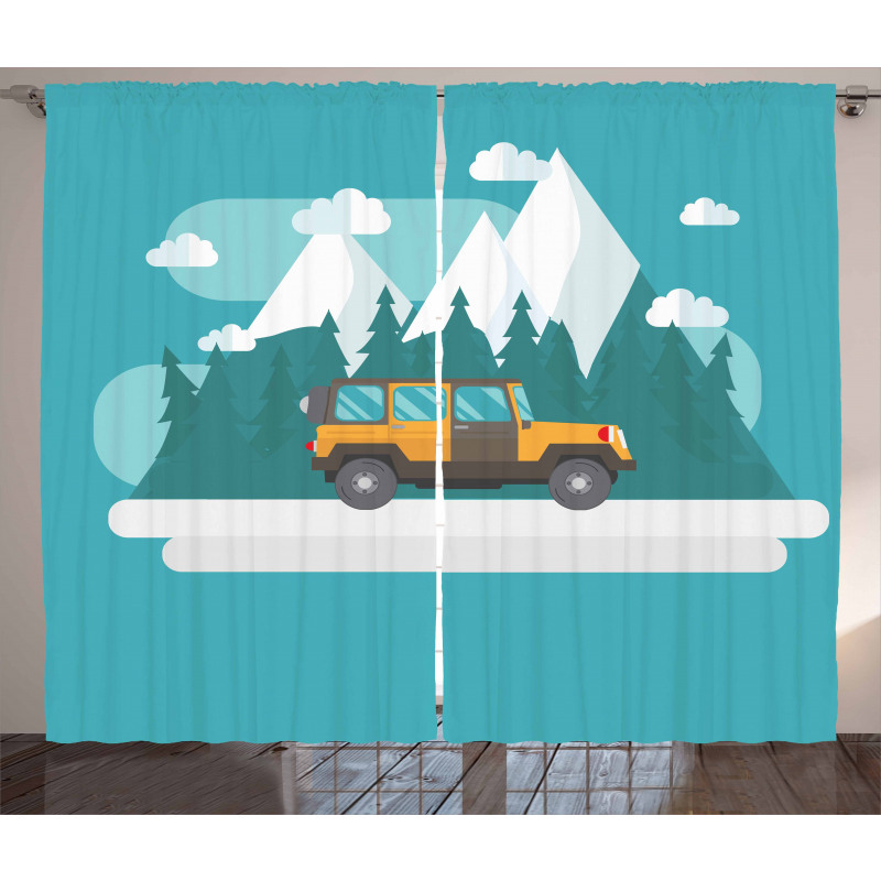 Journey in Snowy Winter Season Curtain