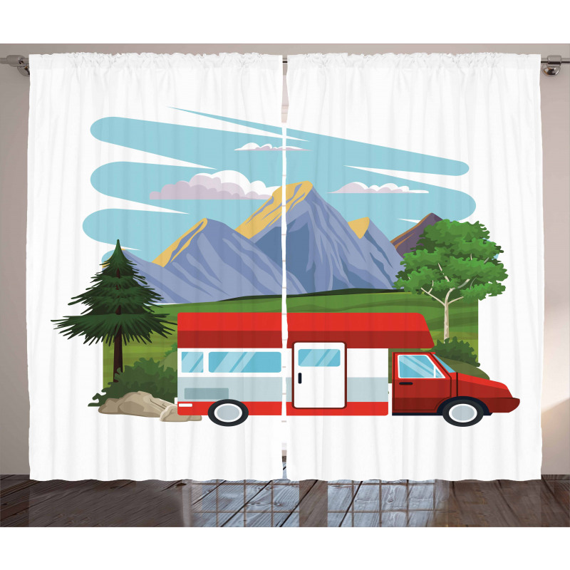 Caravan Forest Nature Scenery Curtain