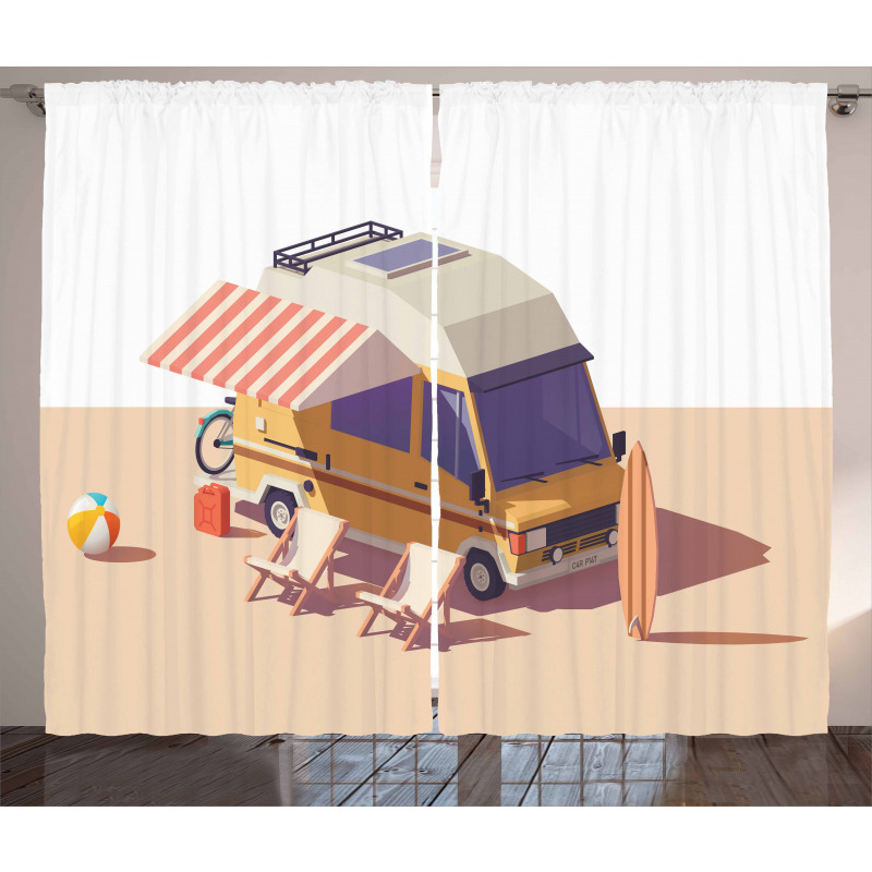 Camper Van Chairs and Surfboard Curtain