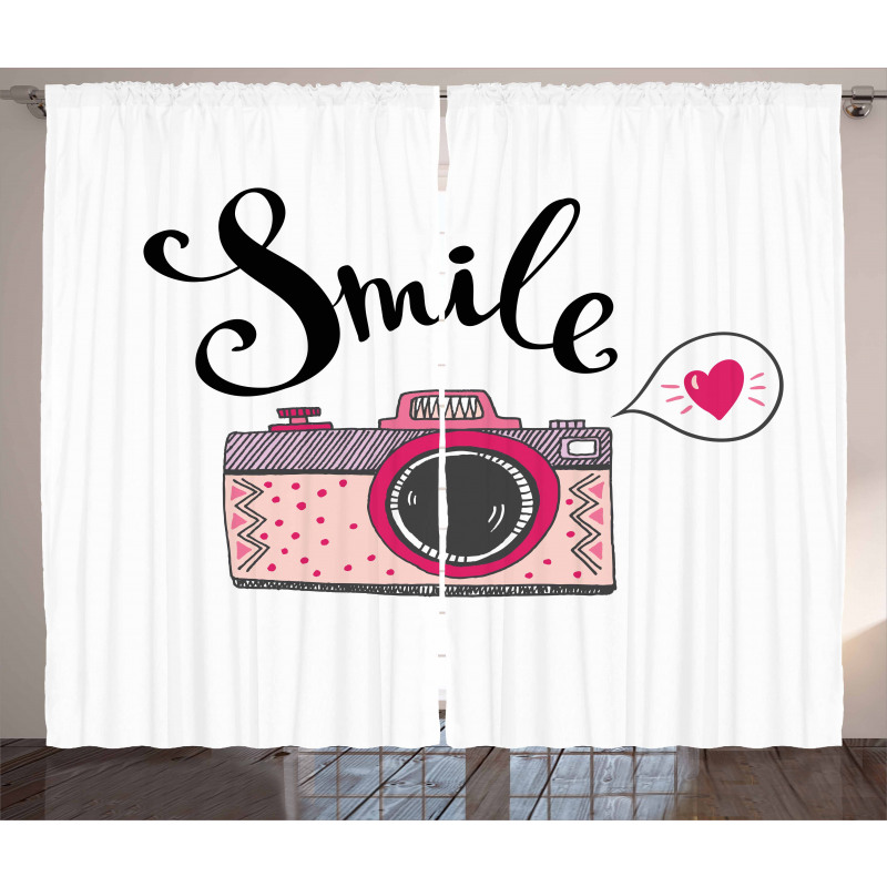 Smile Typography Romantic Curtain