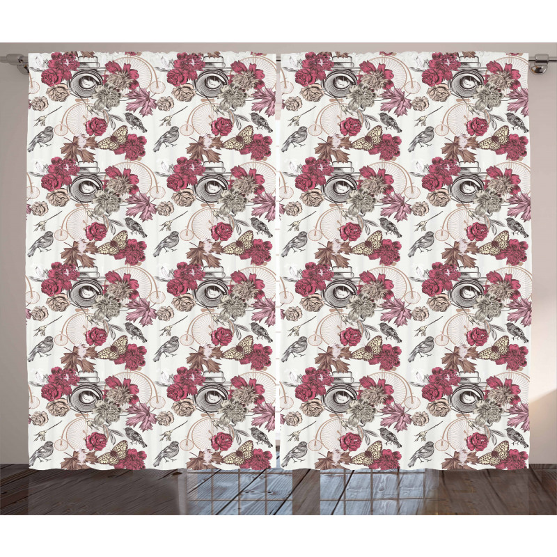 Flower Bouquet Pansy Rose Curtain
