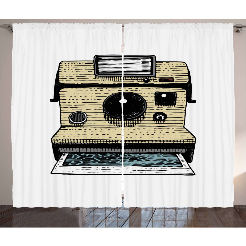 Vintage Polaroid Machine Curtain