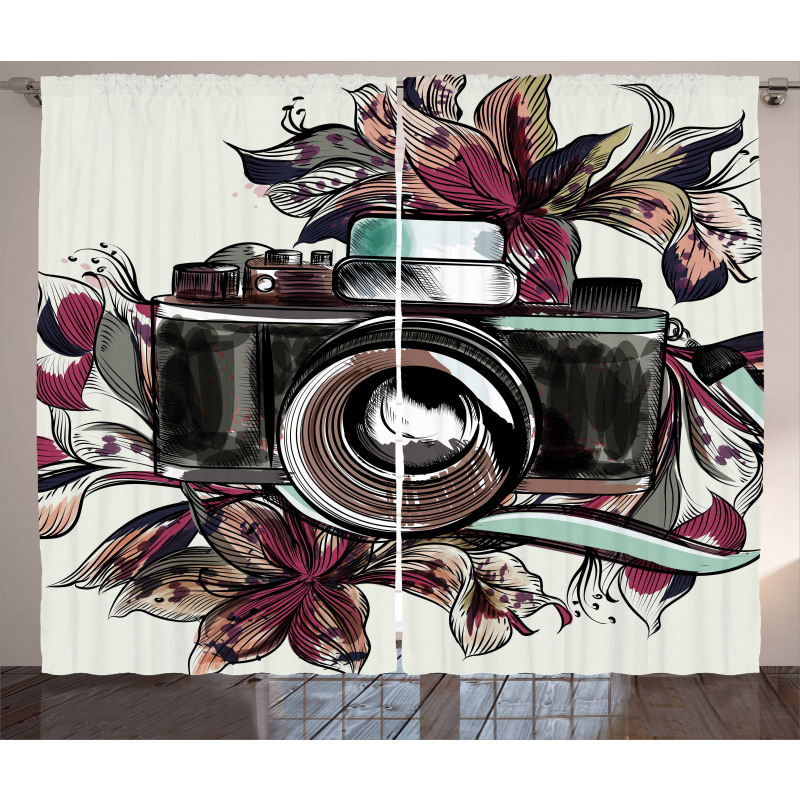 Watercolor Exotic Blooms Curtain