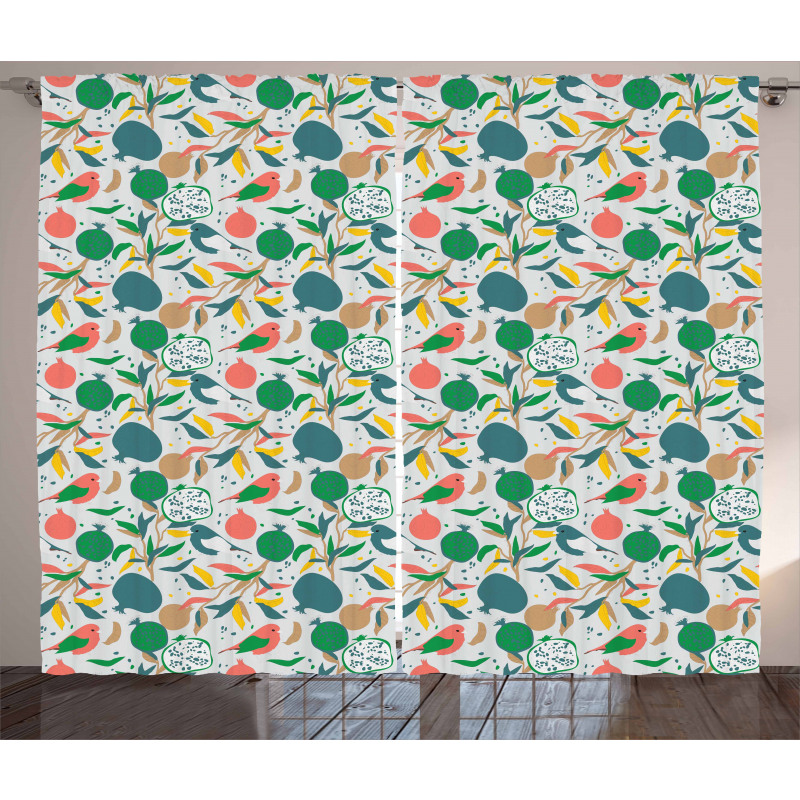 Blossoming Stalks and Birds Curtain