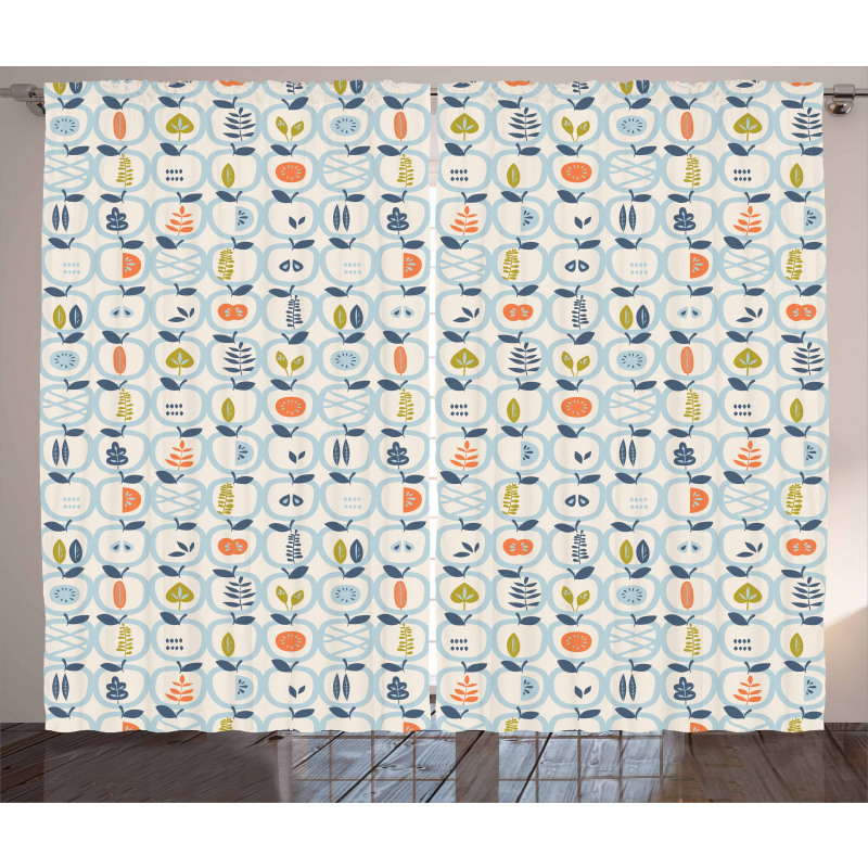 Doodle Style Fruit Halves Curtain