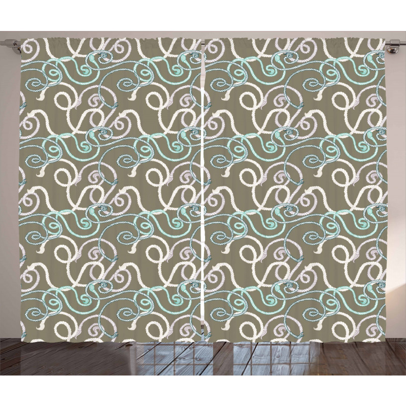 Hand-drawn Style Swirl Ropes Curtain