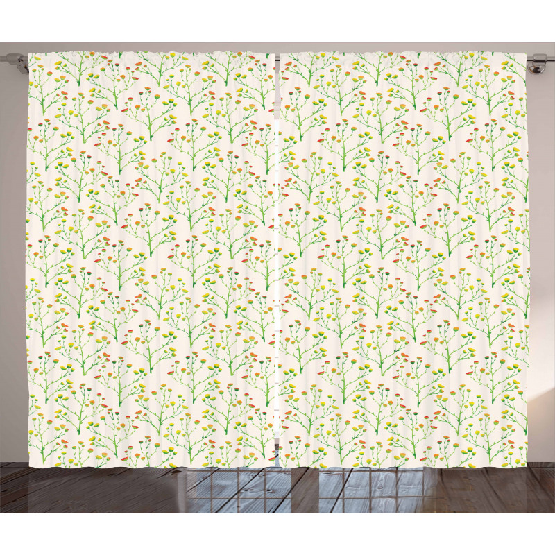 Doodle Flowers Garden Art Curtain