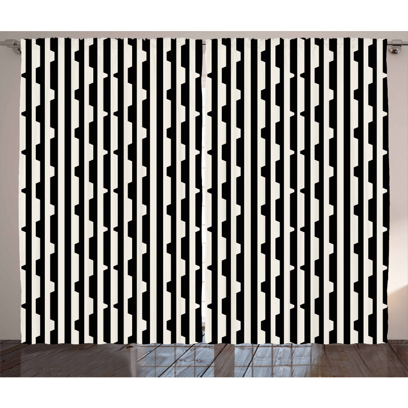 Retro Lines and Triangles Curtain