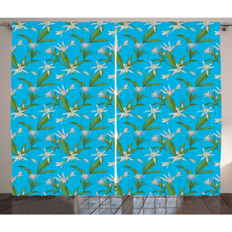 Blooming Lilies Springtime Curtain