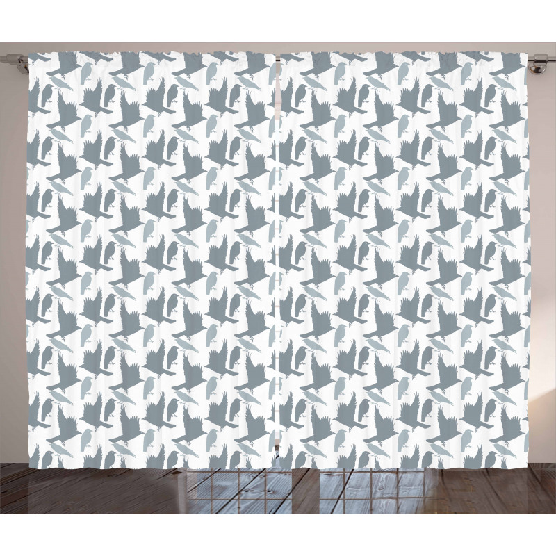 Abstract Bird Silhouettes Curtain