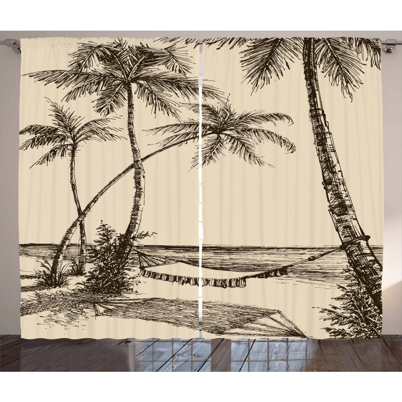 Hammock on Sandy Beach Curtain