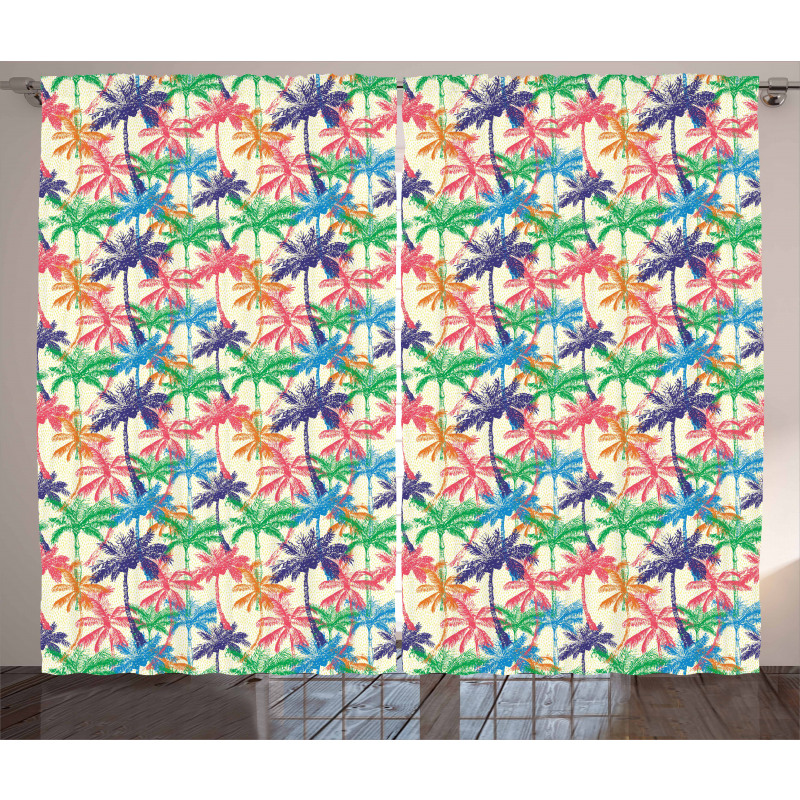 Vibrant Tropic Palm Trees Curtain