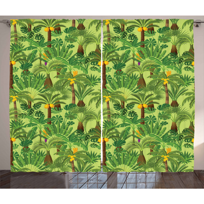 Tropic Forest Foliage Leaves Curtain