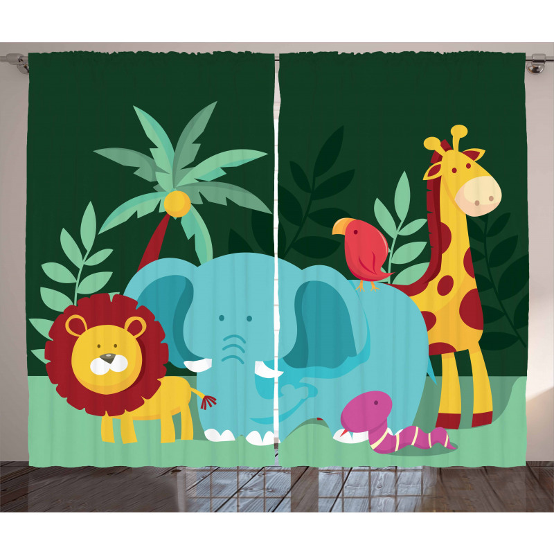 Nursery Jungle Composition Curtain