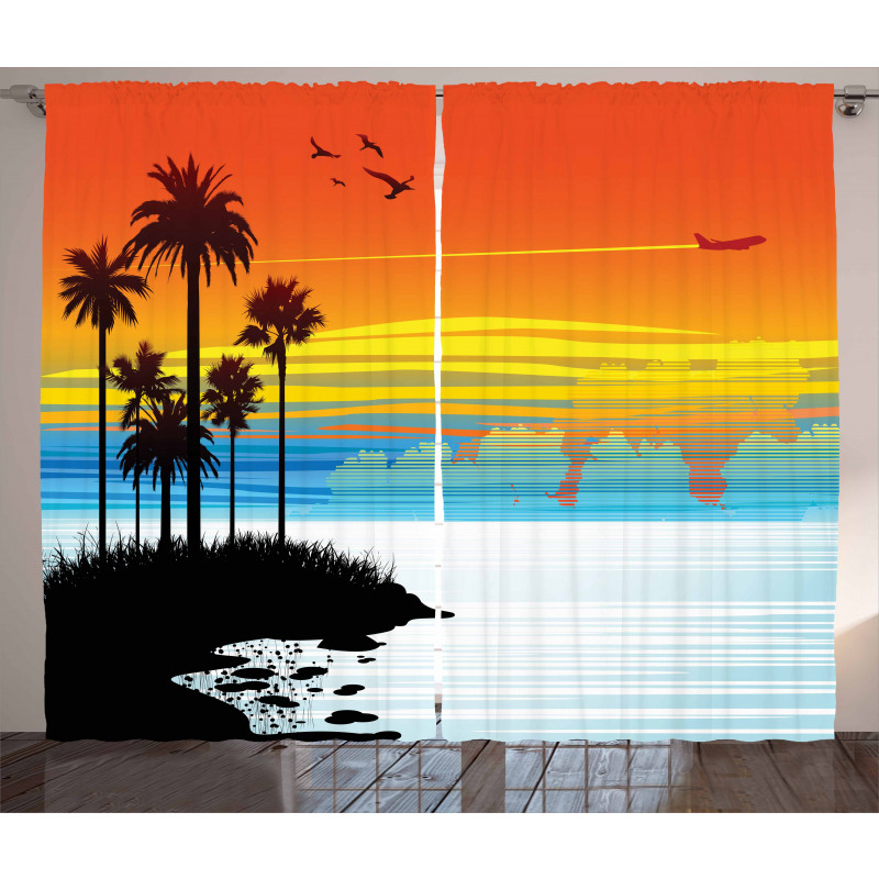 Sunset Sky with Seagulls Curtain
