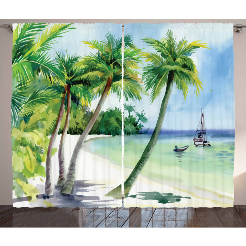 Tropical Landscape Beach Curtain