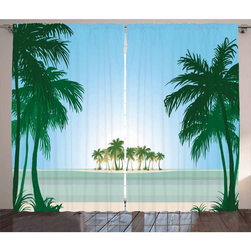 Exotic Palm Tree Beach Curtain